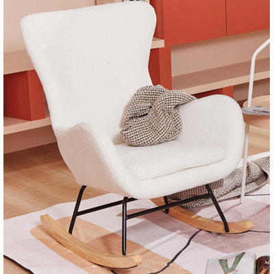 Comfy Rocking Chair for Nursery Glider Chair with High Backrest, Armrests & Upholstered Pad
