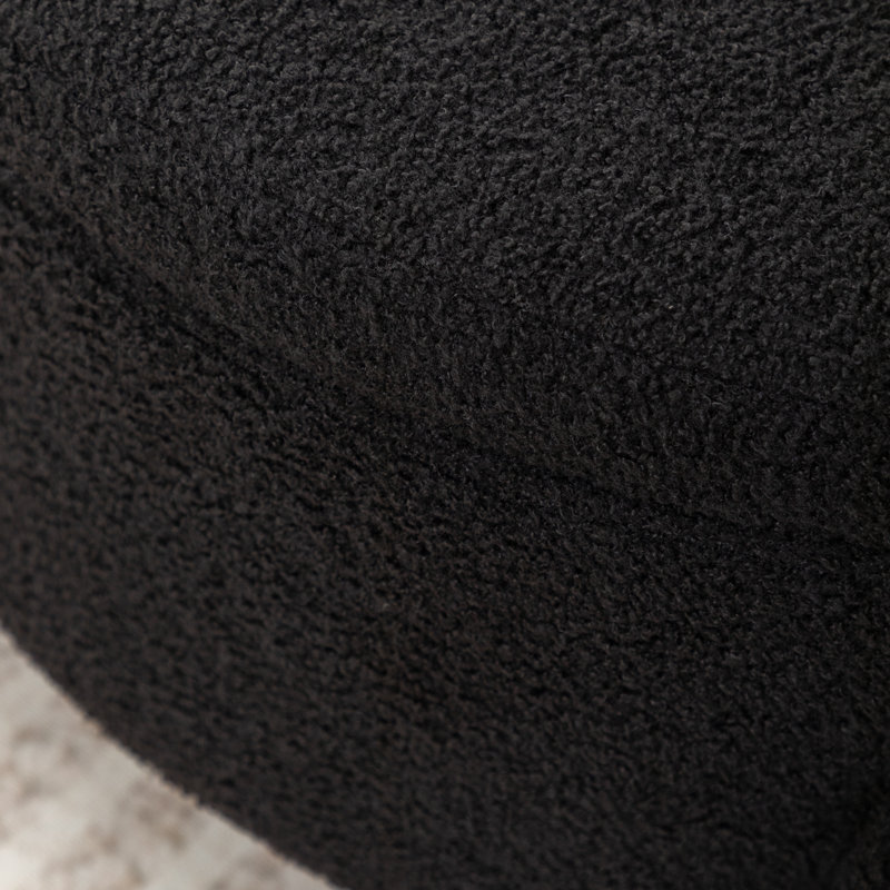 Upholstered Round Storage Ottoman, Black