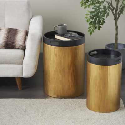 Yanae Tray Top Pedestal End Table Set