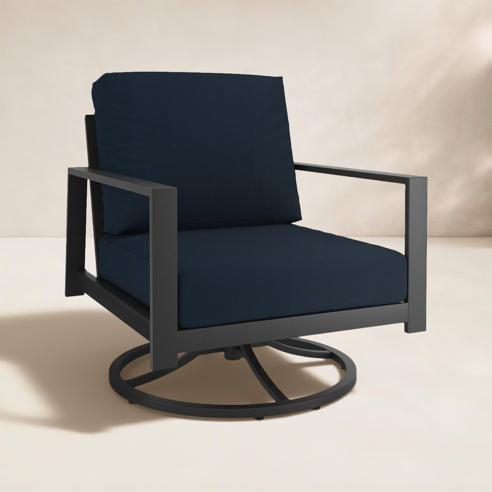 Townsend Sunbrella® Metal Patio Rocking Chair, Sunbrella® Canvas Navy, Bare, No