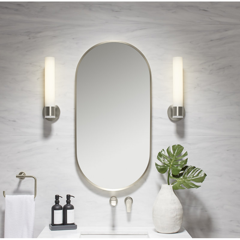 Essential Decorative Bathroom / Vanity Mirror, Brushed Nickel, 36" x 18"