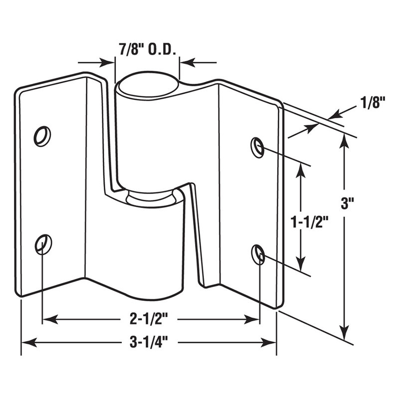 Ensemble de charnières à fixation en surface Prime-Line, entrée à droite / sortie à gauche, avec attaches, acier inoxydable (paquet simple)