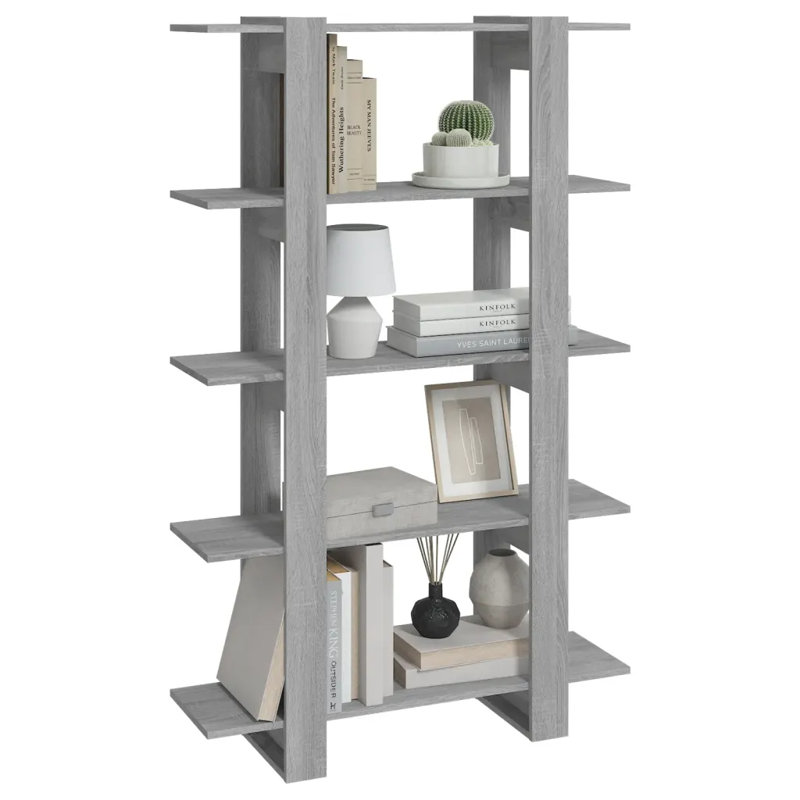 Ganon 160cm H Etagere Bookcase, Sonoma Grey, 160cm H x 100cm W x 30cm D