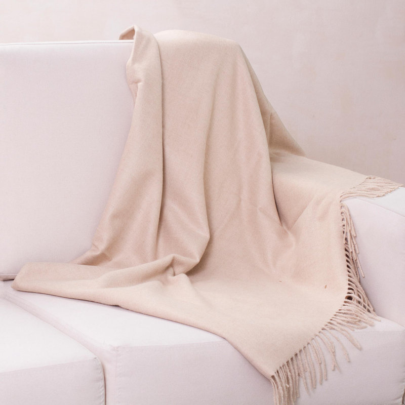 Hand Woven Throw Blanket, Beige