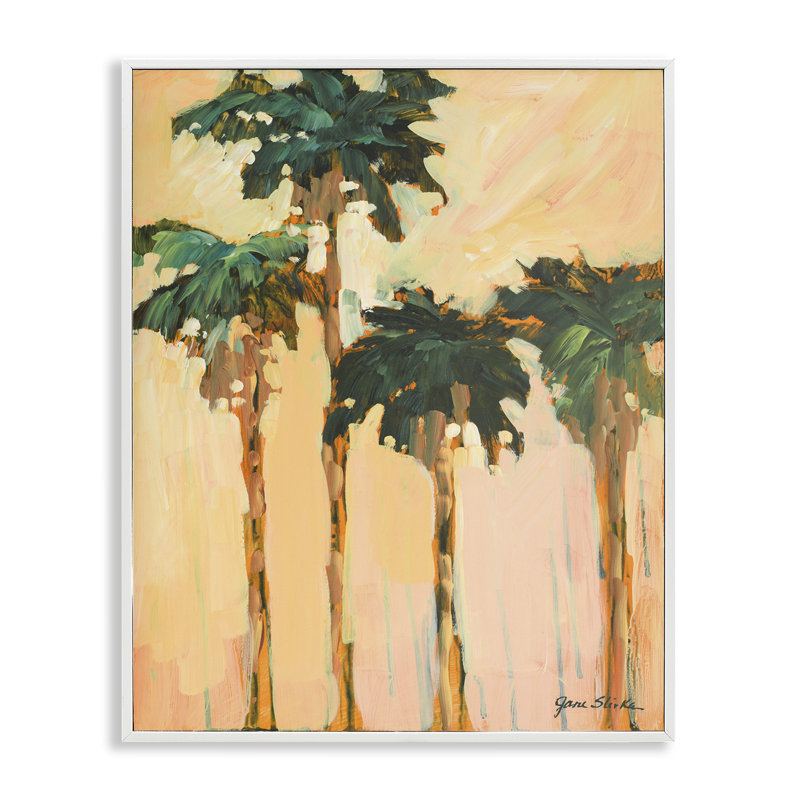 «Shady Palms Impression», estampe numérique encadrée par Jane Slivka, Giclée encadrée blanc bord de mer, H 30 po x l 24 po