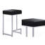 Tabourets de comptoir en métal avec dossier sans dossier en similicuir et base argentée (ensemble de 2), hauteur 25 po (63,5 cm)-2106123549