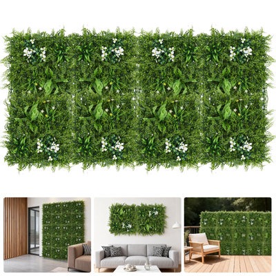 Realistic Artificial Grass Wall Panels - Lush Greenery Privacy Screen - Durable interconnected Trellis for Fence, Patio, Balcony, Indoor & Outdoor Home Decor