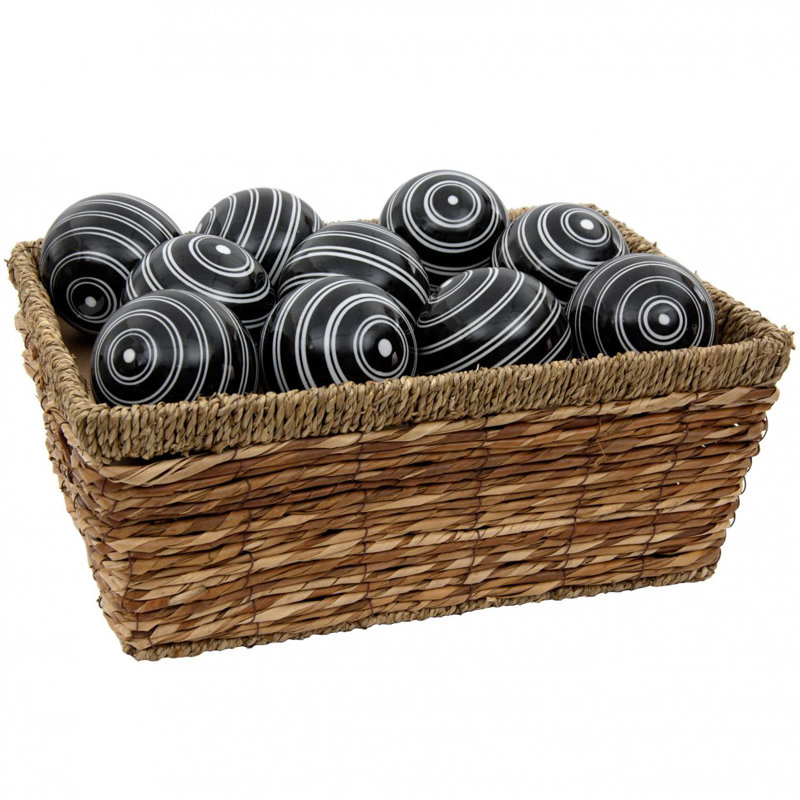 Stripes Decorative Ball Sculpture, White/Black
