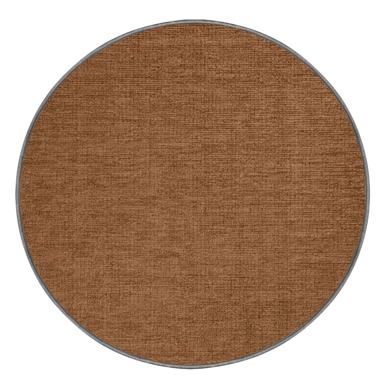 Machine Washable Solid Brown Area Rug, Round 3'