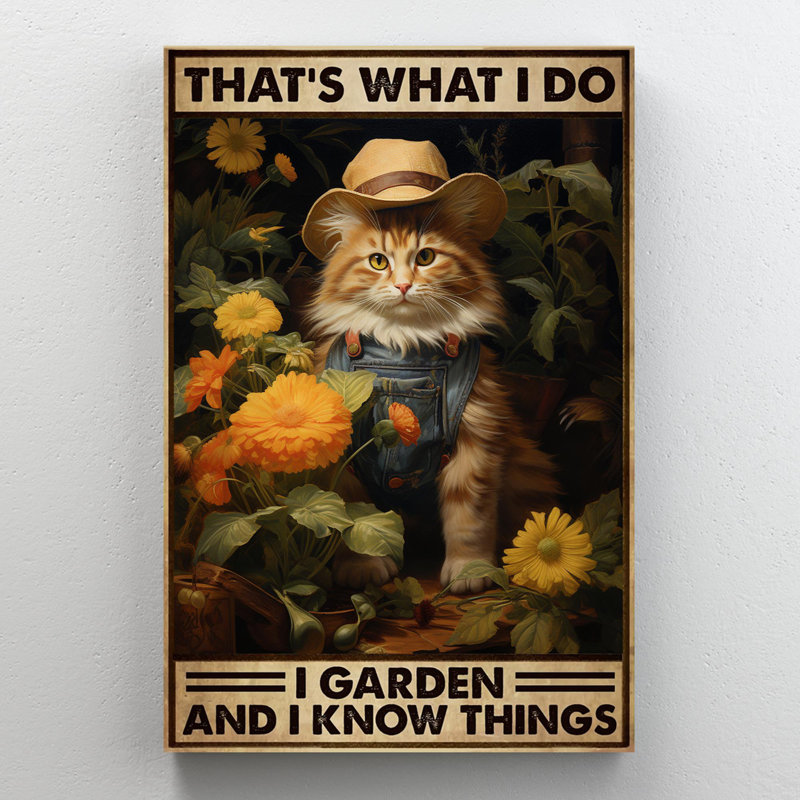 Cat I Garden On Canvas Print, L 11 po x H 14 po x P 1,25 po