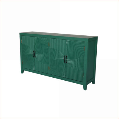 Cabinets, 59" Mid Century Modern 4-Door Adjustable Storage Cabinet, Sage Green Buffet for Entryway Living Room Dining Room | MDF | Bedroom