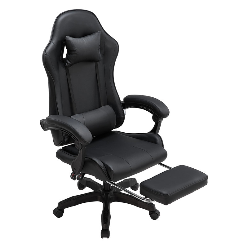 Metro Lane Adjustable Reclining Ergonomic Swiveling PC & Racing Game Chair in Black