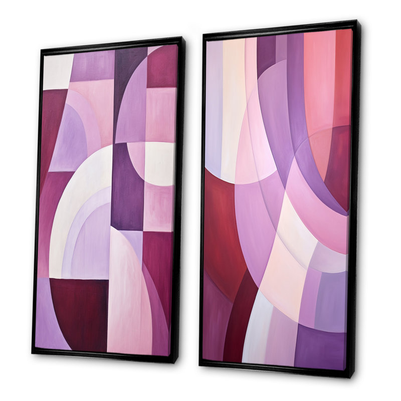 Chethan - Ensemble de 2 reproductions d'art abstrait, H 28 po x l 25 po, Cadre noir