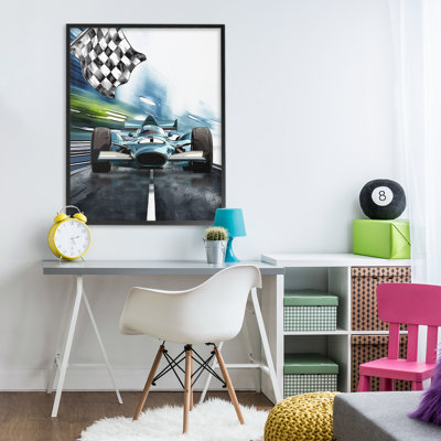 Racecar Set Go Framed Giclee, design by Christine Simpson Art