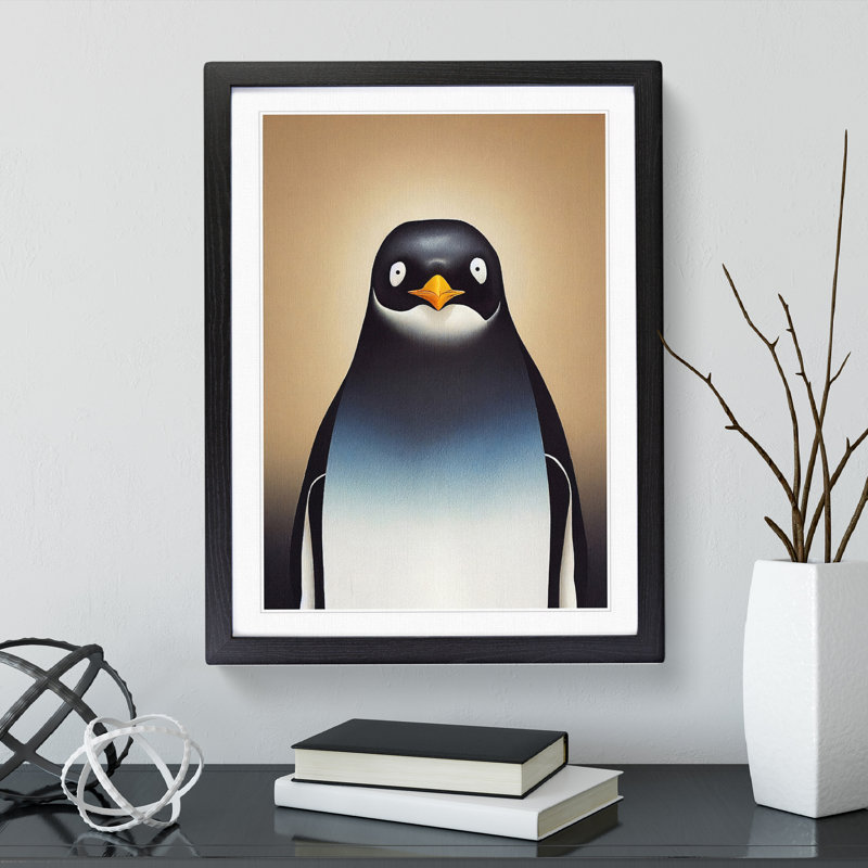 XV1022-521X Amazing Penguin - Single Picture Frame Print, 46cm H x 34cm W, Black Framed