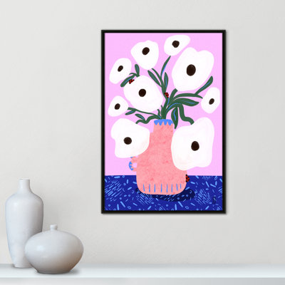 «White Poppies and Ladybirds», reproduction d'art par Nell