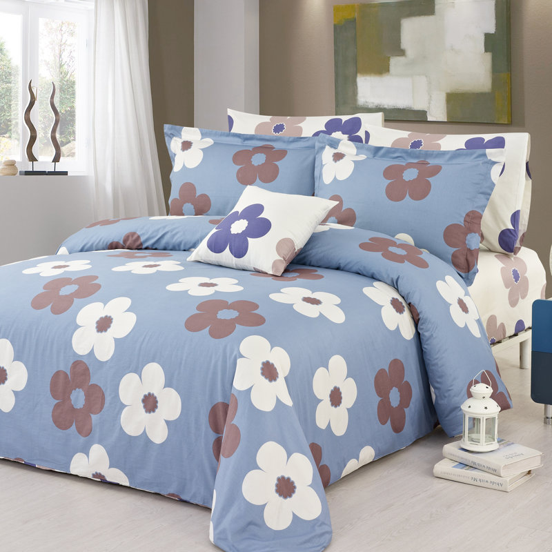 Ensemble de housse de couette réversible 3 pièces Isabelle Bleu, Très grand