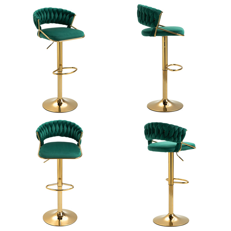 Tabouret de bar Christal, Vert foncé, Doré