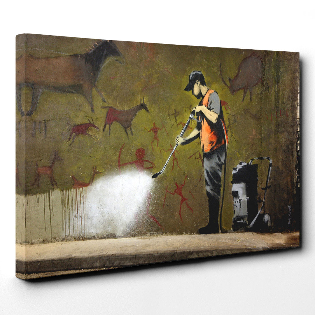 Banksy Street Cleanup Graffiti - Wrapped Canvas