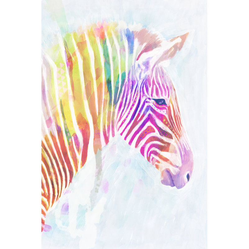 Fluorescent Zebra II by Victoria Borges - Painting Print, 30cm H x 20cm W, Wrapped Canvas
