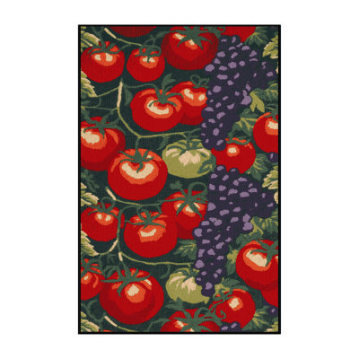Washable Tomato Grape Vegetables Area Rug
