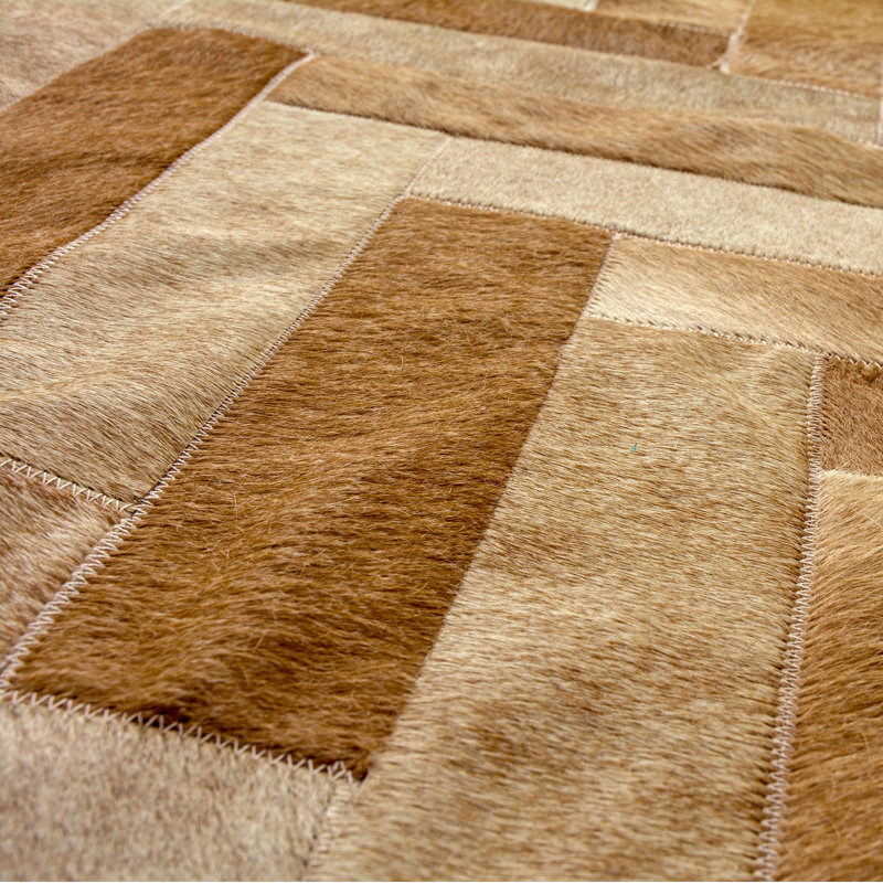 Plutus Cowhide Chevron Area Rug, Rectangle 10' x 14'