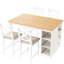 Table de salle à manger en bois massif avec 3 rangements, 4 chaises rembourrées, une table et des tablettes de rangement-1498070589-1498070560