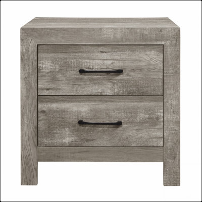 Rustic Style Gray Finish Nightstand With 2 Drawers, Durable And Stylish For Bedroom Storage