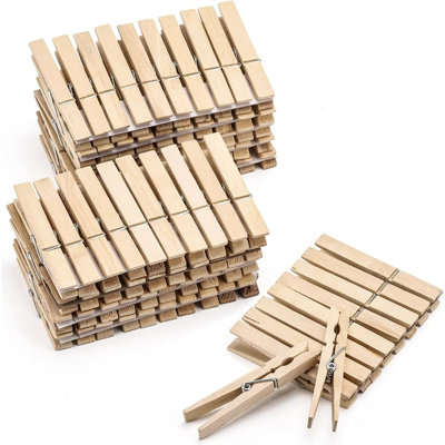 100-Pack Heavy-Duty Wooden Clothespins, 4-Inch Natural Wood Clips for Outdoor Laundry, Crafts & Hanging Clothes