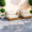Grand ensemble de salle à manger de patio en bois d'acacia moderne pour la maison de patio