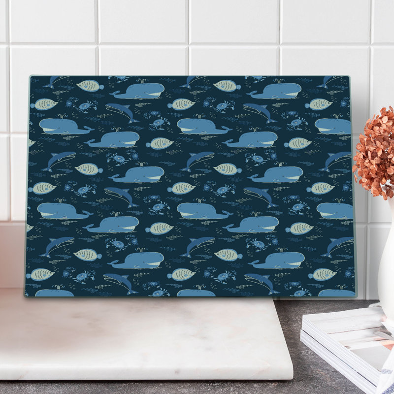 East Urban Home Glass Whales Cutting Board