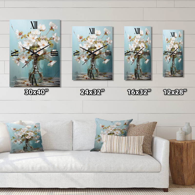 Horloge murale florale sur fond fleur, Grand
