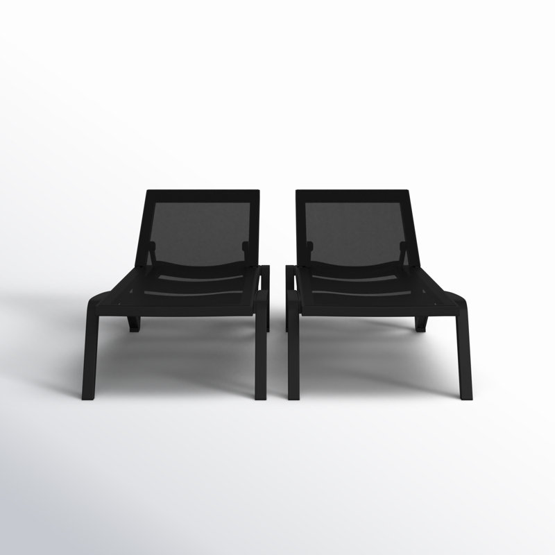 76" Long Reclining Single Chaise, Black