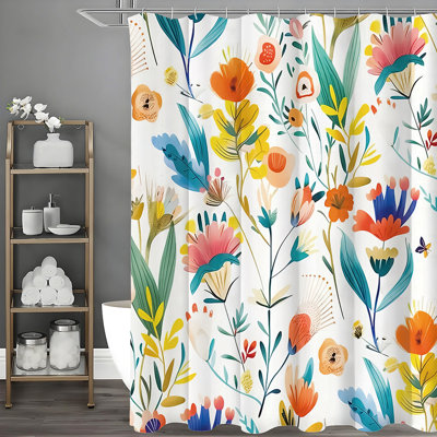 Rideaux de douche floraux avec crochets inclus