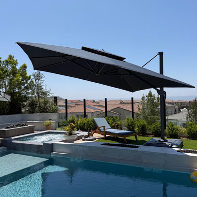 Parasol d'extérieur carré en porte-à-faux 12 pi avec base 330lbs