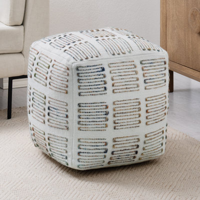 Yinka 18"H Geometric Polyster Pouf Ottoman