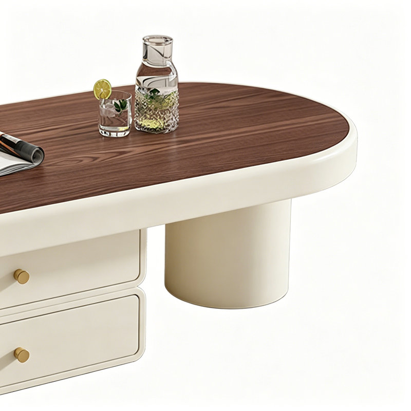 Table basse de luxe moderne italienne, Nut-brown / White, 16.53" H x 47.24" W x 23.62" D