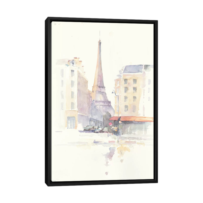 « paris matin », reproduction d’art sur toile tendue, H 60 po x l 40 po x P 1,5 po, Toile avec cadre noir, Pas de tapis