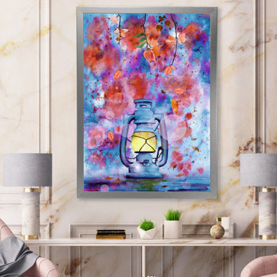 " The Lit Lantern Under The Blooming Branches " Painting Print