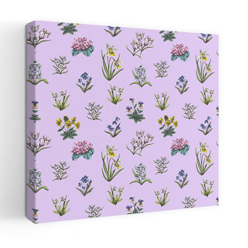 Reproduction d'art murale rétro printemps et fleurs délicates jonc rétro jonquille lavande, 24" H x 24" W