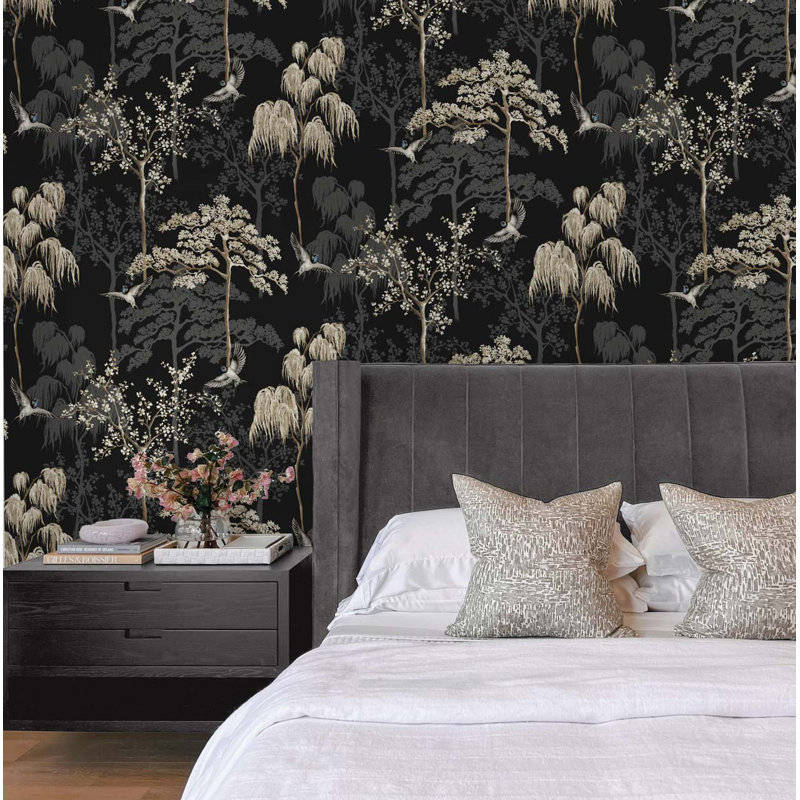 Daela Peel & Stick Floral Roll, Black