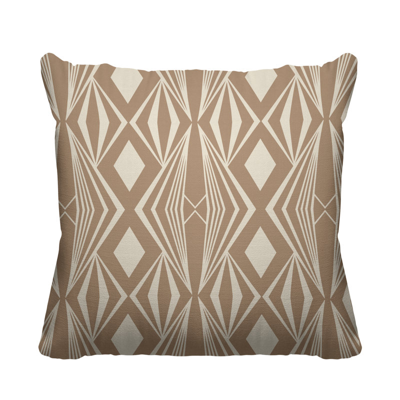 Coussin décoratif intérieur / extérieur Dean Minimalist Tribal Abstract, L 17 po x H 17 po, Beige