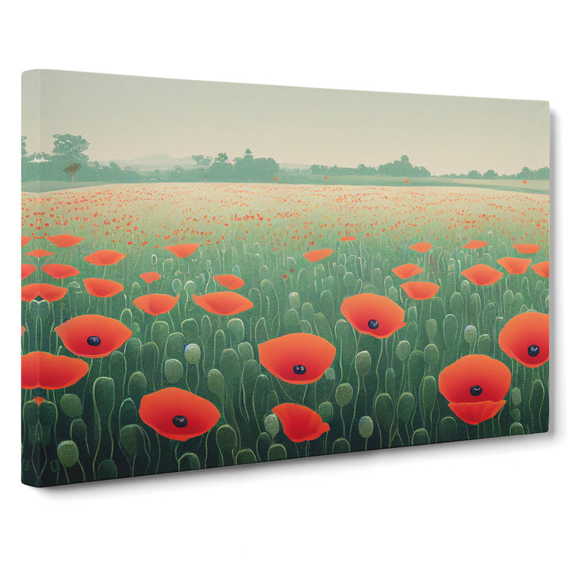 Appealing Poppy Field Flowers - Wrapped Canvas, 35cm H x 50cm W x 3cm D