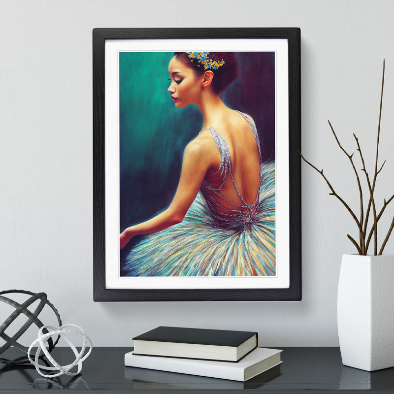 Beautiful Ballerina - Single Picture Frame Print, 64cm H x 46cm W x 2cm D, Black Framed