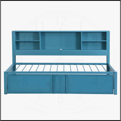 Metal Twin Size Daybed with Trundle, Storage Shelves, and USB Ports for Modern and Functional Living