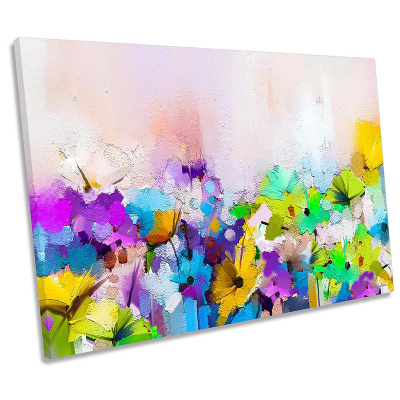 Abstract Flowers Floral Modern - Wrapped Canvas Painting, 30.5cm H x 45.7cm W