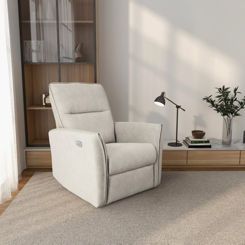 Fauteuil inclinable moderne, fauteuil inclinable en suède, Crème, crème