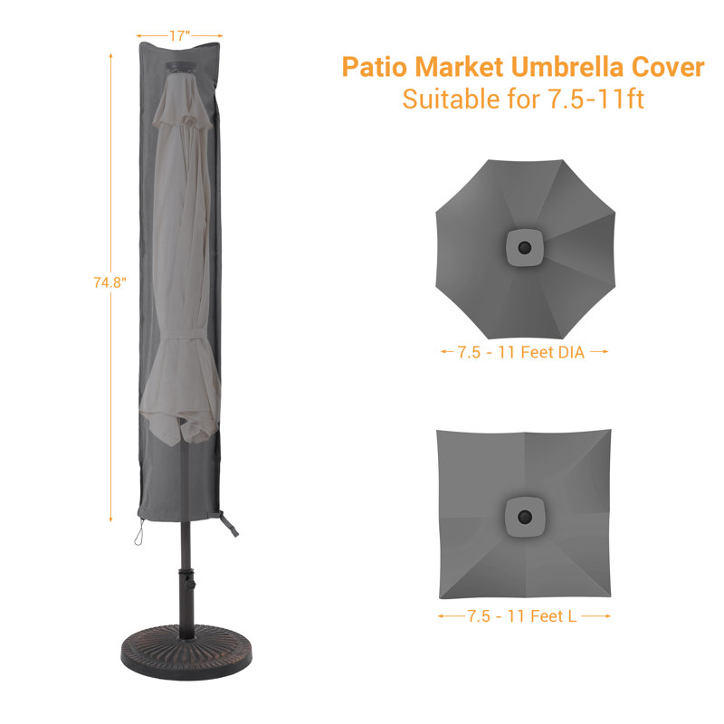 Housse de parasol de terrasse pour terrasse, gris