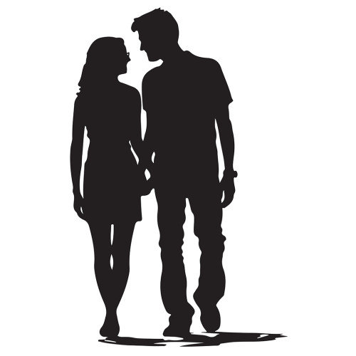 SS11152 Couple se tenant la main silhouette découpée en carton debout