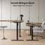 Bureau debout en forme de L réversible de 75 po, réglable en hauteur avec porte-gobelet, poste de travail électrique d'angle pour ordinateur, bureau personnel assis-debout, jeu ergonomique, brun rustique-1962841577-1962841579